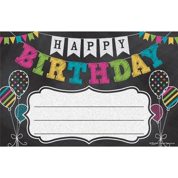 Teacher Created Resources Teacher Created Resources TCR5466 Chalkboard Brghts Happy Bday Awards TCR5466